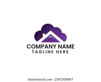 Cloud Home logo design. House logo. Building. Health. Business. Cloud logo. Building cloud. Finance. Business. Company. Black. Premium logo template. Real estate