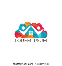 Cloud home and people logo design.