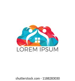 Cloud home and people logo design.