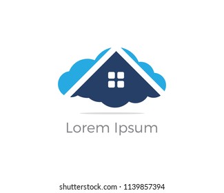 Cloud home vector logo, Creative studio illustration, real estate icon.