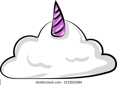Cloud with horn, illustration, vector on white background.