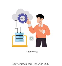 Cloud Hosting concept vector illustration. Cloud Computing isolated On white Background.        