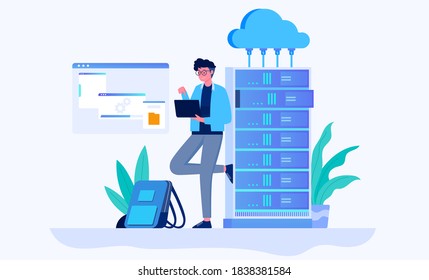 cloud hosting data transmission illustration concept