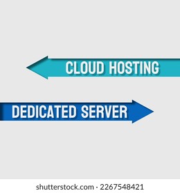 cloud hosting or dedicated server choice road sign concept, flat design