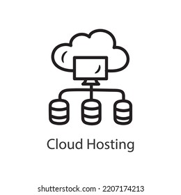 Cloud Hosting ausgefüllt Outline Icon Design Illustration. Datensymbol auf weißem Hintergrund EPS10-Datei