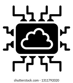 Cloud hosting glyph icon 