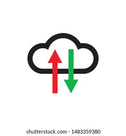 Cloud hosting icon design. Computing technology sign. Download and upload arrows symbol. Vector illustration. 