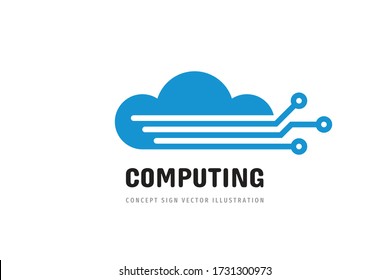 Cloud hosting icon design. Computing technology sign. Server network connection symbol. Vector illustration. 