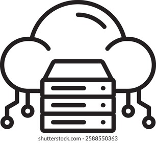 Cloud Hosting Icon Line Vector Illustration
