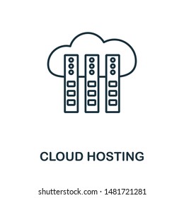 Cloud Hosting icon. Thin outline style design from web hosting icons collection. Creative Cloud Hosting icon for web design, apps, software, print usage.