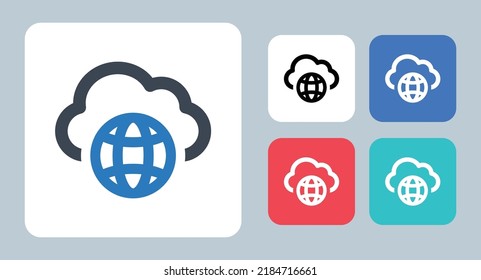 Cloud Hosting icon - vector illustration . Cloud, Hosting, Global, Internet, Online, Network, Server, Storage, data, line, outline, flat, icons .