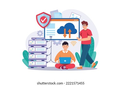 Cloud Hosting Illustration concept. A flat illustration isolated on white background
