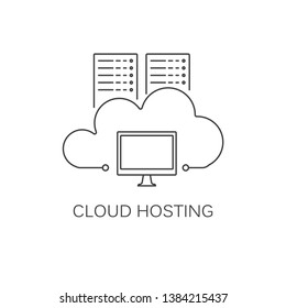 Cloud hosting internet technology flat outline icon