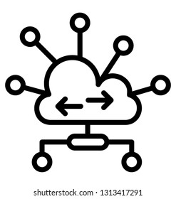 Cloud hosting line icon 