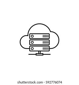 Cloud hosting line icon, seo & development, data base server sign, a linear pattern on a white background, eps 10.