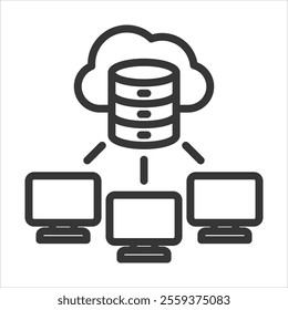 Cloud Hosting Outline Icon Vector Illustration