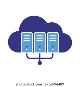 Cloud hosting servers with database storage illustration