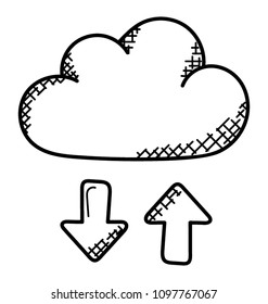 Cloud hosting service doodle icon 
