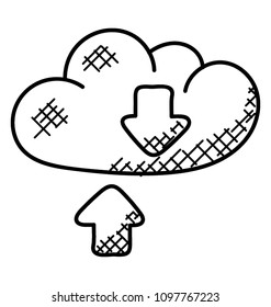 
Cloud hosting service doodle icon 
