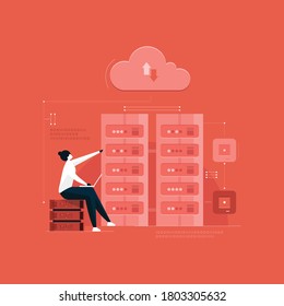 Cloud hosting technology, data center, digital server room