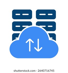 Cloud Hosting Vector for Modern Data Storage. Scalable server solution illustration, secure cloud environment