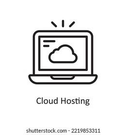 Cloud Hosting Vector Outline Icon Design illustration. Cloud Computing Symbol on White background EPS 10 File