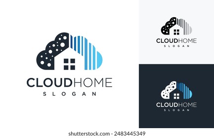 Cloud and house building logo design template. Home cloud logo design inspiration	