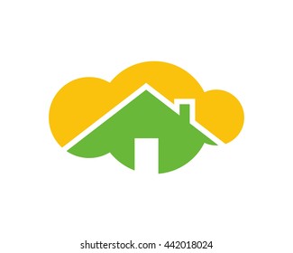 cloud house housing home residence residential residency real estate image vector icon 