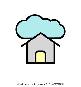 Cloud, house icon. Simple color with outline vector elements of internet storage icons for ui and ux, website or mobile application