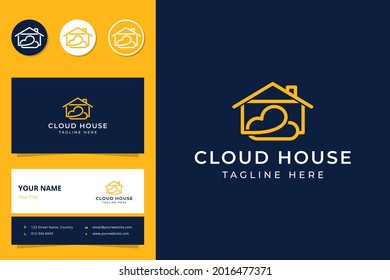 diseño del logotipo de arte de la línea de la nube