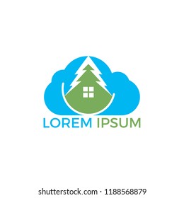 Cloud House Logo Design. Eco House Vector Logo Design.