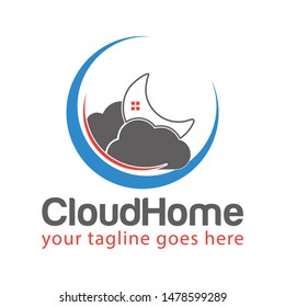 Cloud House Logo Design. Home cleaning or delivery company business logo.