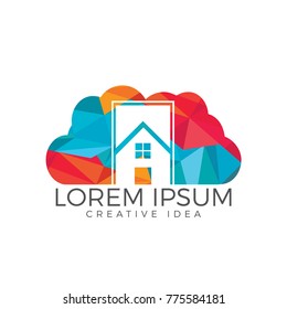 Cloud House Logo Design. Home cleaning or delivery company business logo.