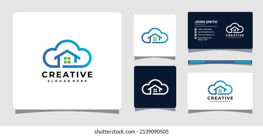 Inspiración en el diseño del logotipo inmobiliario en la nube y en la casa