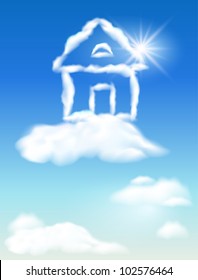 Cloud House In The Sky And Sun