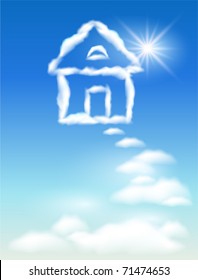 Cloud House In The Sky And Sun