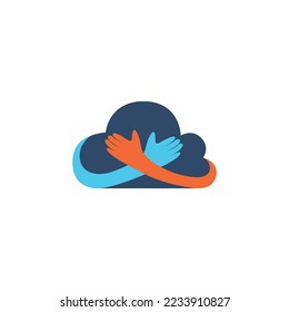 Cloud Hug Logo Design Template.