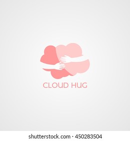 Cloud Hug Logo Design Template.