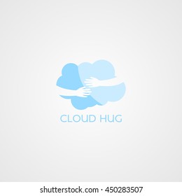 Cloud Hug Logo Design Template.