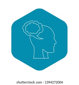 Cloud and human head icon. Outline illustration of cloud and human head vector icon for web