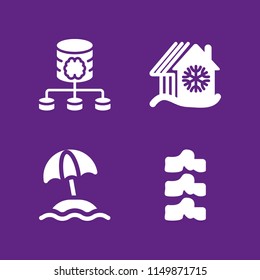 cloud icon. 4 cloud set with beach, skeleton, mountain and server vector icons for web and mobile app