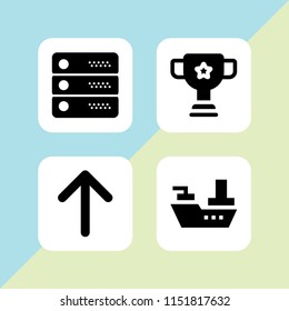 cloud icon. 4 cloud set with cruiser, server, upload and star vector icons for web and mobile app