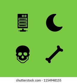 cloud icon. 4 cloud set with night, server and skeleton vector icons for web and mobile app