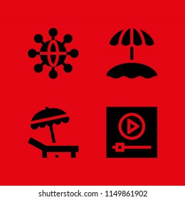 cloud icon. 4 cloud set with seo and web, beach and link vector icons for web and mobile app