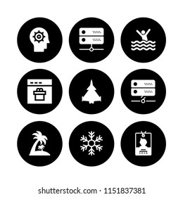 cloud icon. 9 cloud set with beach, seo and web, military airplane bottom view and snow vector icons for web and mobile app