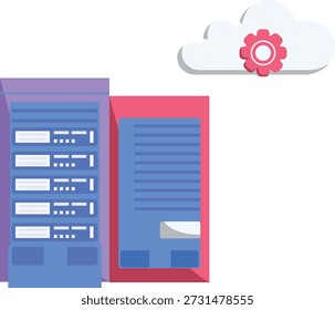  A cloud icon above a server with a gear symbol, representing cloud computing