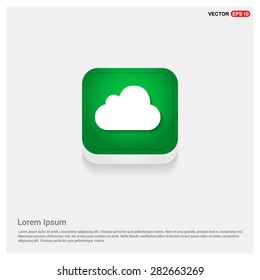 cloud icon - abstract logo type icon - green abstract 3d button with light board and shadow on gray background. Vector illustration