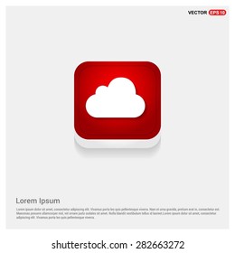 cloud icon - abstract logo type icon - Red abstract 3d button with light board and shadow on gray background. Vector illustration