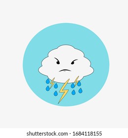 Cloud icon angry with thunder rain weather