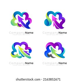 Cloud icon and arrow design colorful, up logo technology
